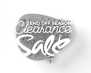 End off season clearance sale Banner letter, words about discount and prices 3D Rendring Illustration Design.