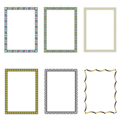 Vintage ornament frame. Decorative border frames, retro style divider. Elegant vintage frame and wedding ornaments Isolated icons vector set. Calligraphic filigree black ink borders collection