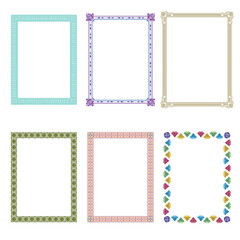 Decorative frames. Retro ornamental frame, vintage rectangle ornaments and ornate border. Decorative wedding frames, antique museum picture borders or deco devider. Isolated icons vector set