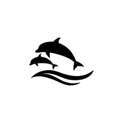 Jumping dolphin icon isolated on white background 