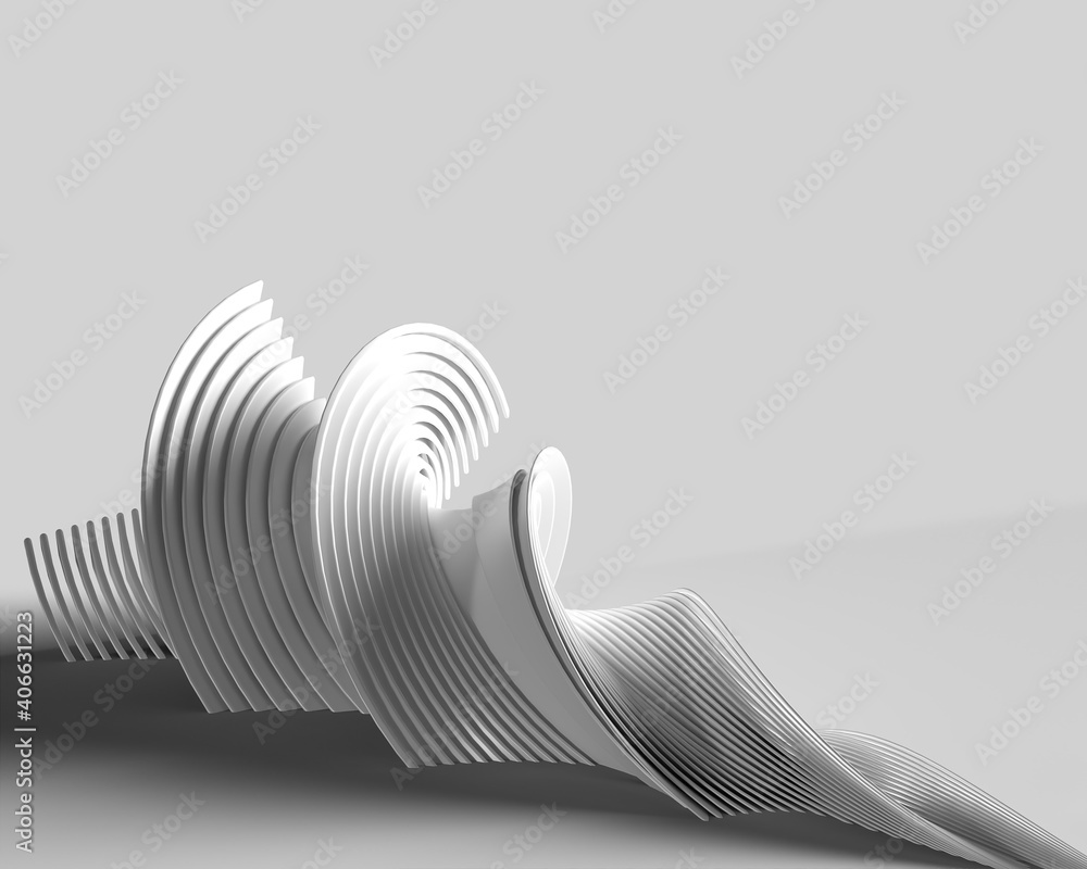 Poster 3d rendering abstract background with waves. creative architectural concept.