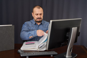 Businessman working with his computer