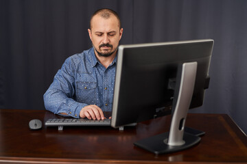 Businessman working with his computer