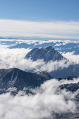 Snow mountain view in summer from Top of Germany Zugspitze view point