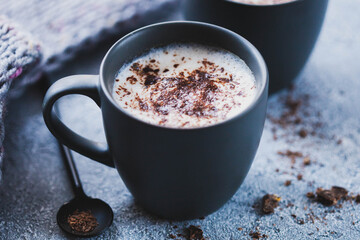 Cup of hot cocoa with chocolate