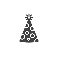 Party hat vector icon. filled flat sign for mobile concept and web design. Cone hat for party glyph icon. Symbol, logo illustration. Vector graphics