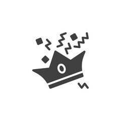 Party crown vector icon. filled flat sign for mobile concept and web design. Crown and confetti glyph icon. Symbol, logo illustration. Vector graphics