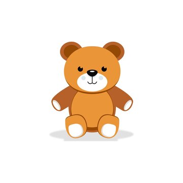 cute sitting bear flat animal illustration image, this illustration is suitable for children's books, cards, pictures for children's clothes and so on