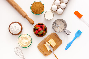 Celebratory strawberry gift cake with shortcrust pastry for valentine's day, mother's day and women's day