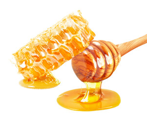 Honey dripping and honeycomb isolated