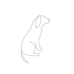Dog silhouette line drawing, vector illustration
