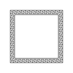 Greek frame. Meander pattern border square. Greek rectangle frame. Greece ornament. Grecian ancient style. Roman design. Geometric mediterranean decoration. Element antique symbol. Vector illustration