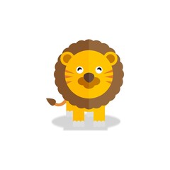 a cute standing lion flat animal illustration, this illustration is suitable for children's books, cards, pictures for children's clothes and so on