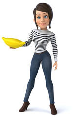 Fun 3D cartoon casual character woman