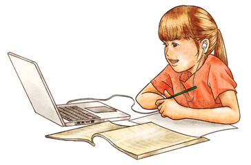 オンライン授業を受ける子ども