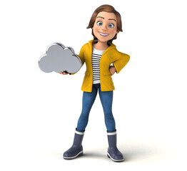 Fun 3D illustration of a cartoon teenage girl