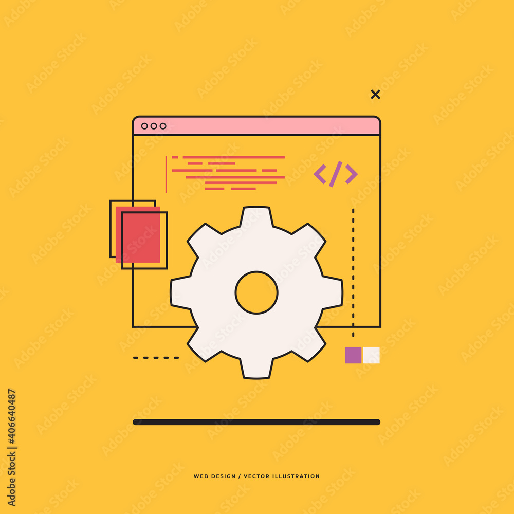 Poster the concept of web development, programming, web design. vector illustration in a flat style.