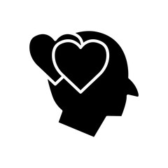 Head with heart icon. In love symbol. simple design editable. Design template vector