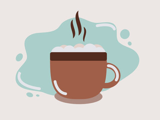 vector illustration brown cup with coffee and foam
