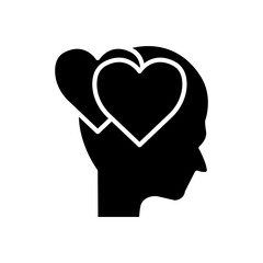 Head with heart icon. In love symbol. simple design editable. Design template vector
