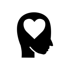 Head with heart icon. In love symbol. simple design editable. Design template vector