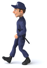 Fun 3D illustration of a cartoon Police Officer