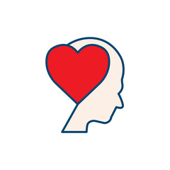 Head with heart lineal color icon. In love symbol. simple design editable. Design template vector