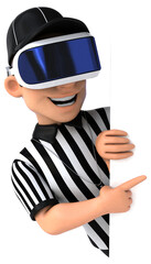 Fun 3D Illustration of a referee with a VR Helmet