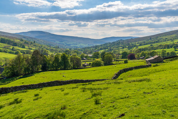 Yorkshire Dales landscape in the Dent Dale near Cowgill, Cumbria, England, UK