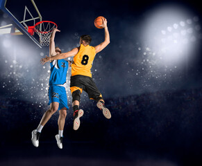 Basketball players in action