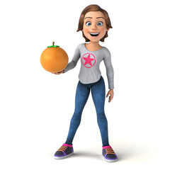 Fun 3D illustration of a cartoon teenage girl