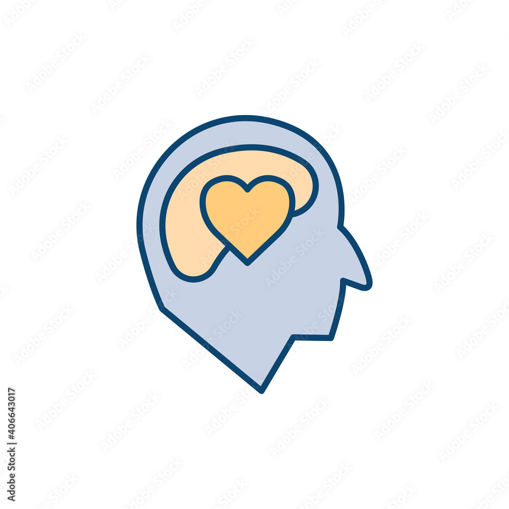 Poster head with heart lineal color icon. in love symbol. simple design editable. design template vector