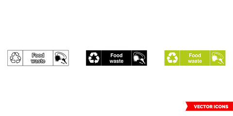 Food landscape organic waste recycling sign icon of 3 types color, black and white, outline. Isolated vector sign symbol.