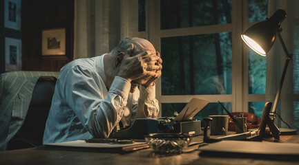 Frustrated writer experiencing a creative slowdown