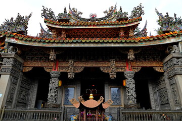 Sanxia Qingshui Zushi Temple with elaborate carvings and sculptures in new taipei city, Taiwan