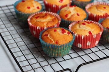 cupcakes or muffins, fresh baked