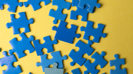 unassembled blue puzzles. general background