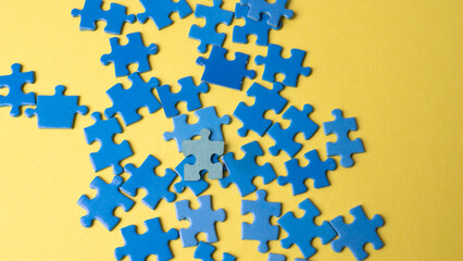 unassembled blue puzzles. general background