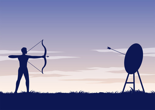 silhouette design of ancher shooting arrow
