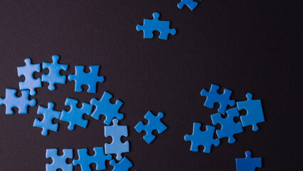 unassembled blue puzzles. general background