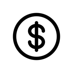 American dollar coin outline icon isolated on white background