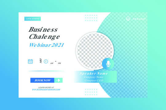 Invitation web banner to the online conference. Business webinar invitation design. Announcement poster concept. Modern abstract White background with place for photos. Vector eps 10.