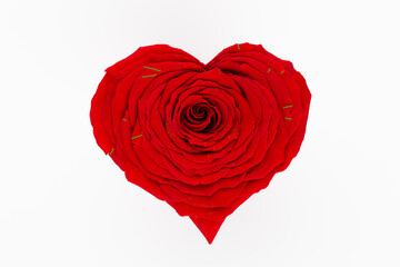 Red rose heart shaped. Valentine or Wedding background.