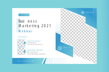 Invitation web banner to the online conference. Business webinar invitation design. Announcement poster concept. Modern abstract White background with place for photos. Vector eps 10.