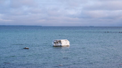 frozen rock on the sea