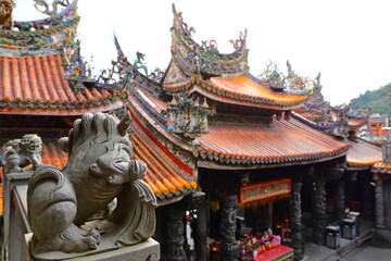 Sanxia Qingshui Zushi Temple with elaborate carvings and sculptures in new taipei city, Taiwan