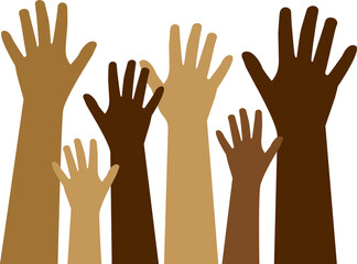 a row of human hands with different skin color