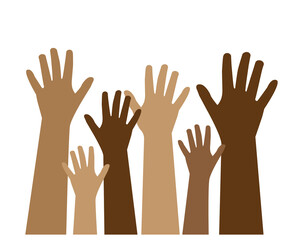 a row of human hands with different skin color