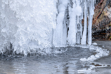 冬の古閑の滝　氷瀑　熊本県阿蘇市　Koganotaki waterfall ice cascade Kumamoto-ken Aso city