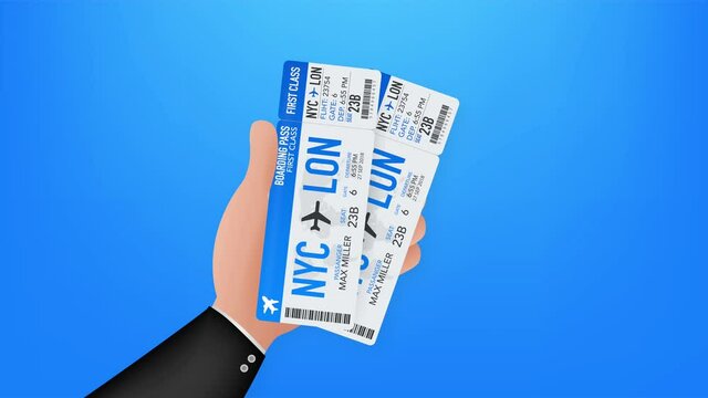 Airline boarding pass tickets to plane for travel journey. Airline tickets. stock illustration.
